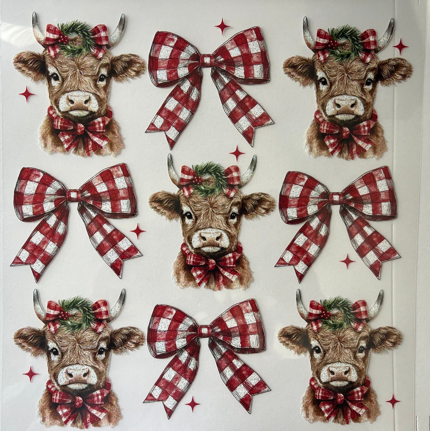 Plaid Cow/Bows Glitter